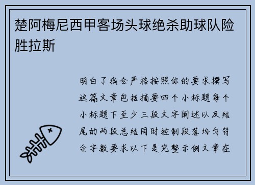 楚阿梅尼西甲客场头球绝杀助球队险胜拉斯